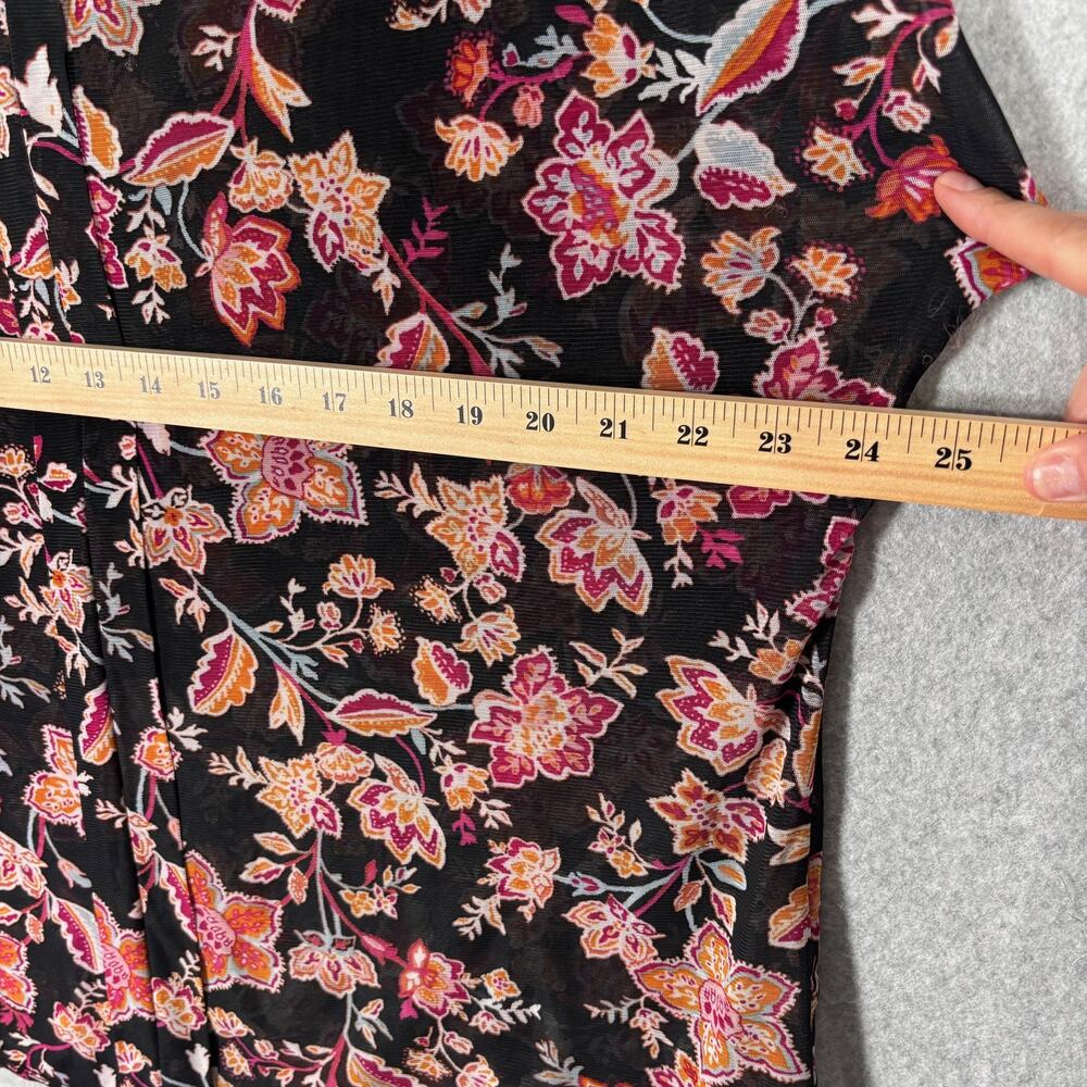 PerSeption Sheer Top 1X Pink‎ Orange Paisley Mesh Romantic Feminine Dark Boho - Picture 7 of 10